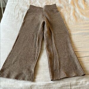 Oak & Fort Cozy Cropped Ribbed Knit Wide-Leg Pants
